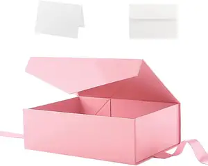 Tùy chỉnh lớn cứng nhắc gấp từ hộp đóng gói quà tặng mờ trắng tùy chỉnh thiết kế lá vàng dập giấy tái chế các tông