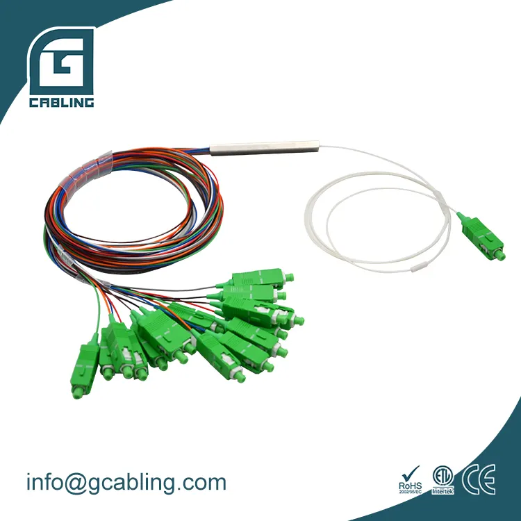 Gcabling 1X2 1x4 1x8 1x16 1X32 ألياف المدمجة البسيطة plc الفاصل 0.9 مللي متر SC UPC APC G657A 1:8 1:16 SM الألياف موزع بصري بتقنية المتحكم المنطقي القابل للبرمجة FTTH