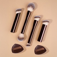 Colección de 20 Brochas de Maquillaje con Mango de Aluminio, Herramienta Plana para Contorno, Corrector, Colorete y Difuminado, Venta al por Mayor, Personalizable