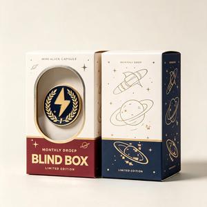 Mini Eco-Friendly Reusable Alien Capsule <b>Blind</b> Box Limited Edition Rigid Gift Packaging Gold Foil Design Enamel Pin Display - Product Image 1