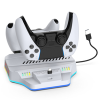Support de refroidissement RVB avec double station de charge pour PS5 Pro/Base de chargeur de contrôleur de console de jeu mince