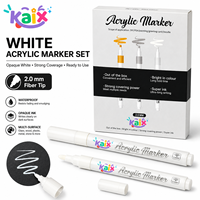 Marqueur acrylique blanc KAIX 2,0 mm, stylo à peinture opaque, imperméable après séchage, logo personnalisé, marqueur acrylique pour dessin sur papier noir