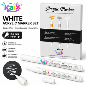 <span class=keywords><strong>Pennarello</strong></span> Acrilico <span class=keywords><strong>Bianco</strong></span> KAIX 2.0mm, Penna Pittorica Opaca Impermeabile ad Asciugatura Rapida, Personalizzabile con Logo, per Disegno su Carta Nera - Product Image 2