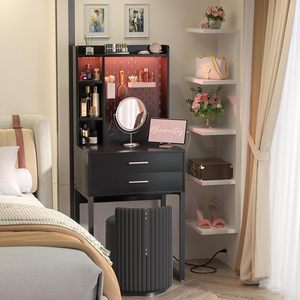 Modern minimalist style <b>dressing</b> <b>table</b>/bedside <b>table</b> <b>with</b> integrated corner <b>storage</b> cabinet/drawer and pegboard for small - Product Image 1