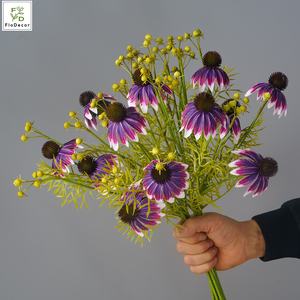 High-end 51cm yapay ekinezya buket nemlendirici el mor <span class=keywords><strong>Coneflower</strong></span> gerçek çiçekler düğün dekorasyon - Product Image 5