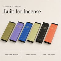 Boîte à encens longue et fine avec plateau intérieur noir pour 20 bâtonnets