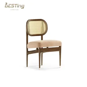 Профессиональный новый дизайн, традиционная мебель для столовой, тканевый обеденный стул из массива дерева
