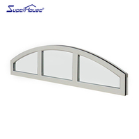 Superhouse Ventana arqueada de aluminio Diseño Ventana abatible redonda Ventana de luna de medio círculo con diseño de parrilla
