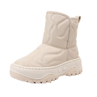 Bottes de neige mi-mollet en cuir de vachette avec doublure en fourrure respirante, chaudes et douces, semelle épaisse en caoutchouc véritable pour femme