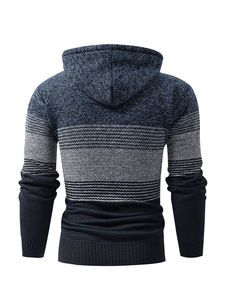 เสื้อสเวตเตอร์ถักแขนยาวของผู้ชายเสื้อสเวตเตอร์ถักเข้ารูปมีซิปอบอุ่นพิมพ์ลาย - Product Image 2