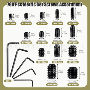 Black Hex <b>Socket</b> Head <b>Screw</b> Set 515Pcs With Allen Wrench For Standard Use Carbon Steel Class 12.9 - Product Image 4