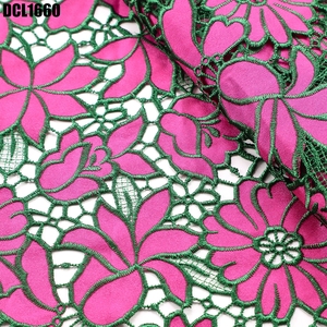 Tela de Encaje Guipur Nigeriano con Cordón y Pedrería, Tela Bordada Aso Ebi para Vestido de Fiesta - Product Image 6