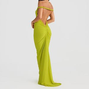 Vestido Maxi Plisado con Cuello Halter y Espalda Descubierta para Mujer, Nuevo Modelo de Verano, OEM ODM Personalizado - Product Image 3