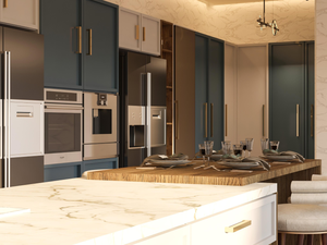 Ensemble d'îlot de cuisine en MDF imperméable avec armoires personnalisées et évier intégré, design moderne - Product Image 2