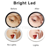 Miroir de maquillage portable pliable à LED, écran tactile intelligent, rechargeable, mini, de voyage, double face, de poche