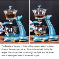 Service à thé automatique magnétique style chinois en verre borosilicate de haute qualité, infuseur à thé paresseux 350 ml, fait main, transparent de qualité alimentaire