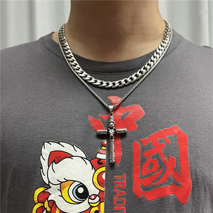 Men's Stainless Steel <b>Cross</b> Pendant Necklace Geometric Design Punk Retro Style 12084 - Product Image 3