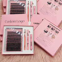 Kit de Cils en Grappes Épais et Longs (18MM, 20MM) Super Volumineux à Marque Blanche, en Gros, avec Miroir