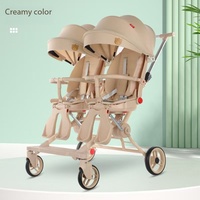 La poussette double pour bébés est légère, pliable et dotée d'un siège inclinable et rotatif.