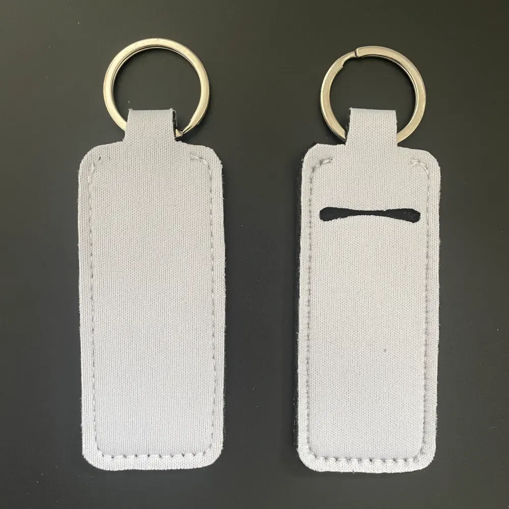 New DIY White Neoprene Custom Keychain Sublimation Chapstick Holder Sublimation Lipstick Case