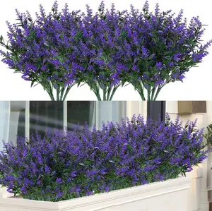 10 pacchi di fiori artificiali di lavanda piante di plastica resistenti ai raggi UV Faux Greenery per il matrimonio della finestra del portico del giardino