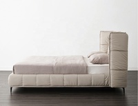 Lit double en cuir, lit moelleux, lit moderne de luxe, lit rembourré en cuir véritable