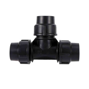 Raccord rapide en T à 3 voies en PEHD de 25 mm avec robinet d'arrêt à bille pour l'irrigation domestique et le jardin - Product Image 1