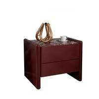 Table de chevet moderne en bois massif italien minimaliste, faite à la main, avec plateau en marbre personnalisé, meubles de chambre à coucher design