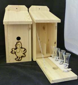 Caja de Madera para Guardar <span class=keywords><strong>Vino</strong></span> con Forma de Jaula de Pájaros Sin Terminar, con Motivo Quemado, Regalo de Pascua de Schnapsbar JUNJI - Product Image 4