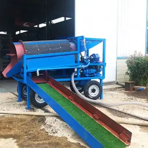 Equipamento De Mineração De Ouro De Pequena Escala Trommel Screen com Sluice Box Carpet