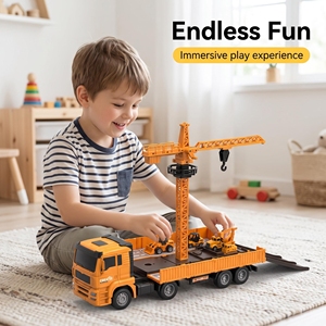 Juego de Juguetes de Camión Contenedor de Ingeniería, Expandible con Grúa Torre y Mini Vehículos de Construcción para Niños - Product Image 2