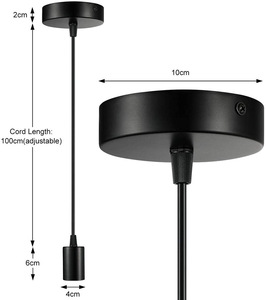 Đèn treo trần tự làm trang trí nhà cửa, đế đèn E27 kèm dây, đèn thả trần hút chân không cho phòng khách - Product Image 2