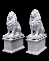 Statues de lions en marbre de grande taille, blanches, pour l'extérieur, à vendre