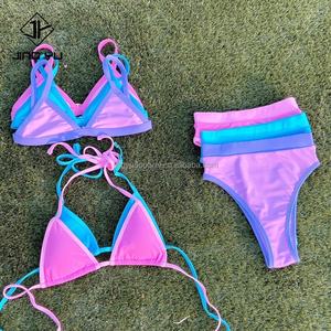 2024 New Style Wholesale Custom Designer High Quality Multicolor Women Bikini Set logo High Waist Fitness Swimwear - Product Image 2