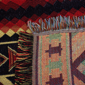 도매 신상 재활용 면 & 폴리에스터 태피스트리 자카드 직조 담요 사계절용 휴대용 호텔용 - Product Image 4