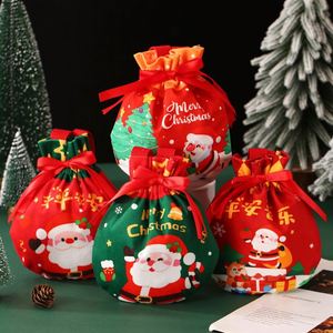 Sacs cadeaux personnalisables avec logo, écologiques, imprimés bonhomme de neige, pour bonbons de Noël, avec cordon de serrage, pour les fêtes - Product Image 2