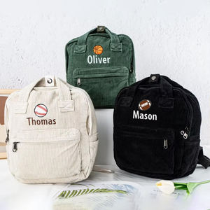 2025 nouveau <span class=keywords><strong>sac</strong></span> <span class=keywords><strong>à</strong></span> <span class=keywords><strong>dos</strong></span> en velours côtelé personnalisé pour enfants d'âge préscolaire, unisexe, <span class=keywords><strong>personnalisable</strong></span> avec nom <span class=keywords><strong>sac</strong></span> d'école pour enfants - Product Image 1