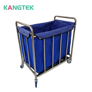 Chariot à linge sale d'acier inoxydable de clinique médicale d'hôpital de KANGTEK avec le sac en toile - Product Image 5
