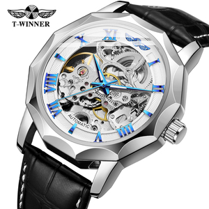 Montre-bracelet automatique à bracelet en cuir véritable, squelette, pour <span class=keywords><strong>homme</strong></span> - Product Image 6