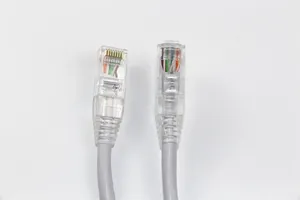 Kabel ethernet CAT5e 24AWG, kabel jaringan PVC tembaga UTP, kabel patch RJ45 warna abu-abu