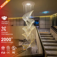 Style de luxe longue décoration intérieure éclairage personnalisé Villa escalier salon escalier moderne LED lustre en verre