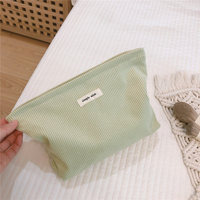 Pochette de toilette en velours côtelé avec logo personnalisé, couleur bonbon, en tissu peluche, fermeture éclair, sac à cosmétiques