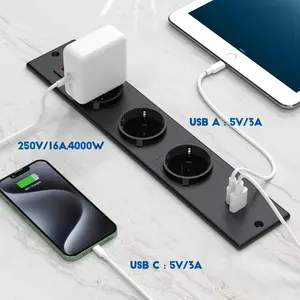 Neues tasarım 5 1 çok fonksiyonlu-evrensel-masaüstü-USB A + C I5W güç çıkışları ile Steckdose