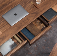 Bureau et table à manger extensibles portables en bois massif de noyer noir d'Amérique du Nord, durables, pour usage domestique