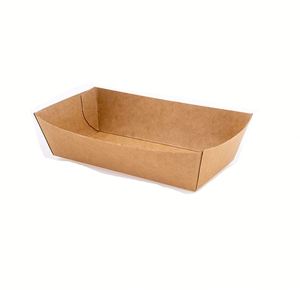 Cajas de Cartón Kraft Marrón Desechables y Compostables para Servir Alimentos, Resistentes a la Grasa, para Hot Dogs - Product Image 1