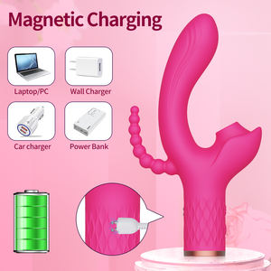 Massaggiatore 3 in 1 con Vibrazione e Suzione, Stimolatore Clitorideo a Doppio Motore, Bacchetta Vibrante, Dildo Vibratore per Donne, Giocattoli Sessuali per Adulti - Product Image 4