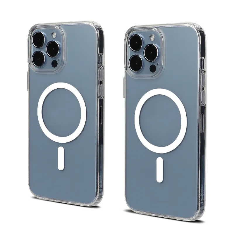 YuanQi מותאם אישית עיצוב אנטי Drop TPU ברור נייד כיסוי מגנטיות עמיד הלם שקוף טלפון מקרה עבור iPhone 12 13 Pro מקסימום מיני