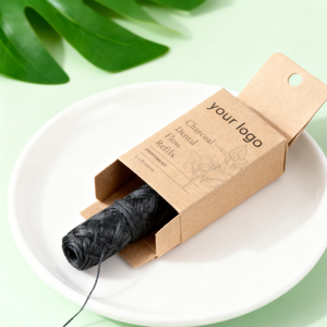 Vente chaude, fil dentaire biodégradable en charbon de bois, sans déchets, coloré, saveur menthe, logo personnalisé, vente en gros, biologique, 50 m - Product Image 1
