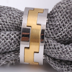 Anillo Geométrico de Acero Inoxidable y Titanio de Dos Tonos de 12 mm, Joyería de Moda para Hombre, Regalo - Product Image 2