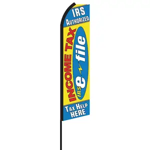 Feather flag banner 100%Polyester Double-Side Screen Print Advertising banner outdoor Income Tax E-file Swooper Feather Flag